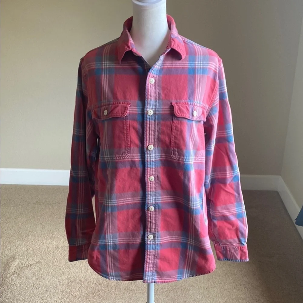 J. Crew Red and Blue Casual Button Down. Size S. Flannel. 100% cotton.
